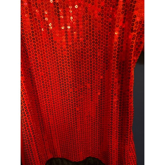 Girls Halloween Flapper Dress Size 14 Red & Black Sequined Fringe Hallows Eve - Picture 2 of 5